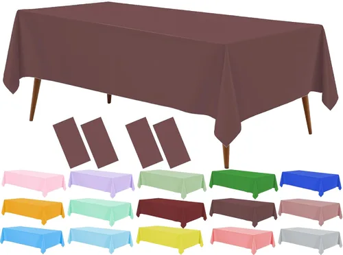Miniatura 17 de Mantel de plástico verde frutal (paquete de 2), 54 x 108 pulgadas, cubierta de mesa para mesa rectangular, manteles desechables verde manzana