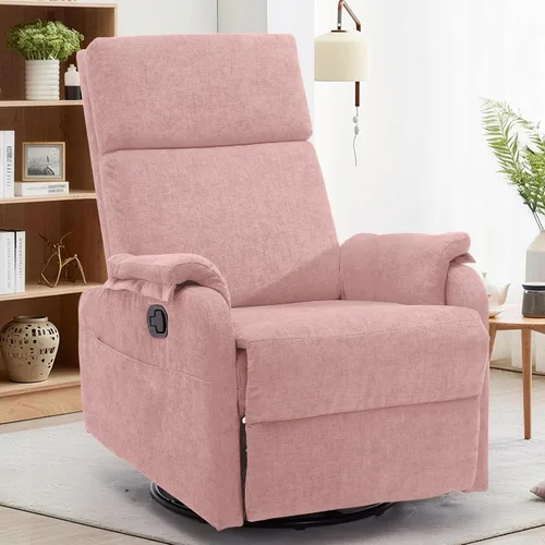 Miniatura 18 de Sillas reclinables Korser, Silla reclinable giratoria para adultos, Silla mecedora Glider, Silla reclinable pequeña para guardería para sala de Beige