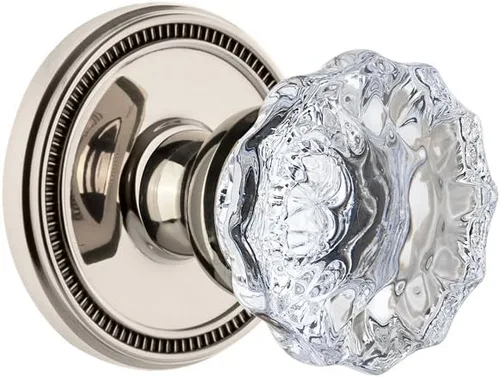 Miniatura 7 de Grandeur 820719 Soleil Roseta Privacidad con pomo de cristal Fontainebleau en peltre antiguo, 2.375