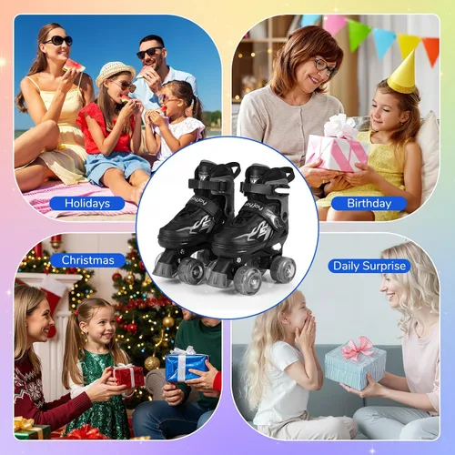 Miniatura 8 de BABY JOY Patines de ruedas ajustables en 4 tamaños para niños de 5 a 14 años de edad, niñas y adolescentes con ruedas iluminadas y protección