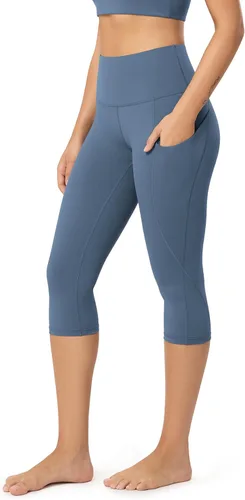 Miniatura 64 de ODODOS - Leggings capri de cintura alta para mujer con bolsillos, control de abdomen, no se transparentan, para entrenamiento atlético, running