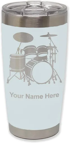 Miniatura 10 de LaserGram Vaso aislado al vacío de 20 onzas, juego de batería, grabado personalizado incluido (negro)