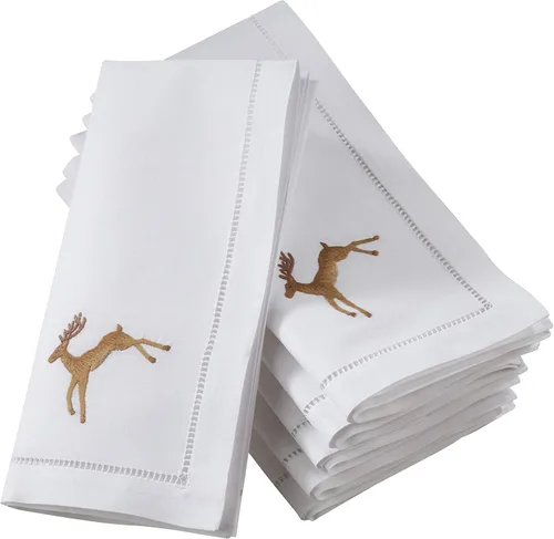 Miniatura 46 de Juego de 6 servilletas bordadas de magnolia hechas a mano con borde cosido