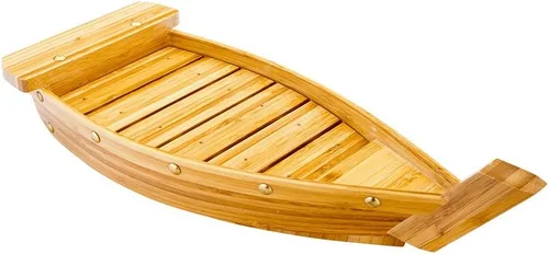 Miniatura 2 de Restaurantware -Bandeja de servicio de barco de sushi de 17.3 pulgadas, 1 bote de sushi duradero - Robusto, fácil de limpiar, barco de madera
