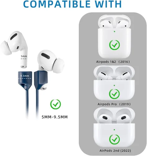 Miniatura 4 de Correas magnéticas antipérdida para AirPods, paquete de 4, cuerda de cuello de silicona suave con diseño ultra fuerte y magnético, compatible