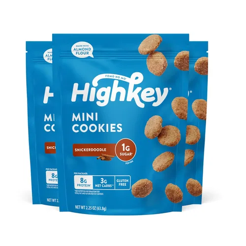 Miniatura 11 de Highkey Galletas con chispas de chocolate keto; paquete de 3 bocadillos bajos en carbohidratos; alimento keto; galletas altas en proteínas sin