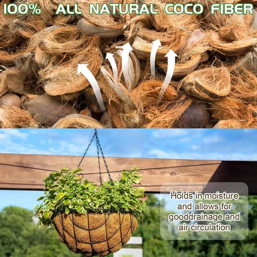 Miniatura 5 de 6 piezas de 12 pulgadas de repuesto medio redondo de Coco Liner medio círculo de fibra de coco de repuesto de Coco Forros de Coco Cesta colgante