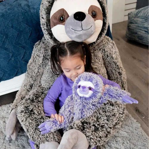Miniatura 7 de The Petting Zoo Peluche de perezoso morado, regalos para niños, juguete de peluche de perezoso Pazzion morado, 20 pulgadas