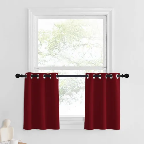 Miniatura 66 de NICETOWN Cortinas opacas de cocina para ventana sobre el fregadero, aislamiento térmico, decoración del hogar, pequeños niveles opacos con ojales