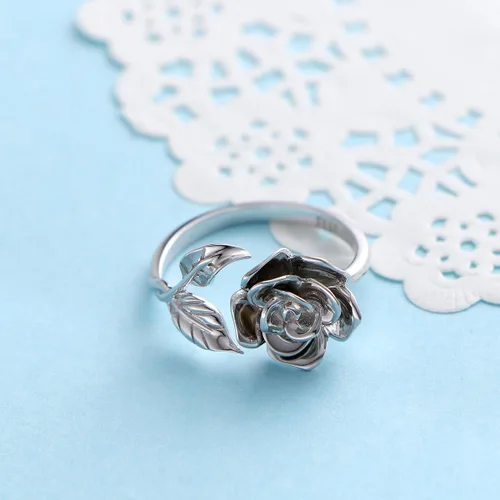 Miniatura 15 de Anillos abiertos ajustables de plata de ley S925, anillo de rosa para mujeres y adolescentes