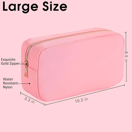 Miniatura 2 de ChezMax Bolsa de maquillaje de viaje, bolsa de cosméticos de nailon para bolso, organizador de artículos de tocador, bolsa impermeable con Rosado