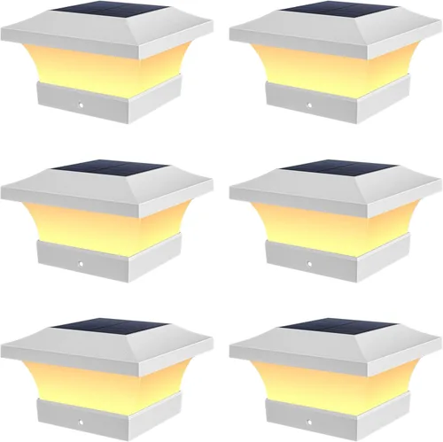 Miniatura 17 de T-SUN - Luces solares de poste, luces impermeables al aire libre para postes de madera de 4 x 4, iluminación LED blanca de 6000K, para cubierta