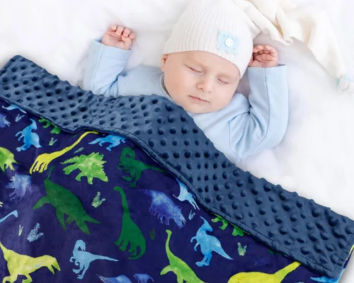 Miniatura 3 de Manta para niños pequeños de dinosaurios de felpa súper suave con respaldo de puntos, impresa en multicolor Manta de dinosaurio para bebé