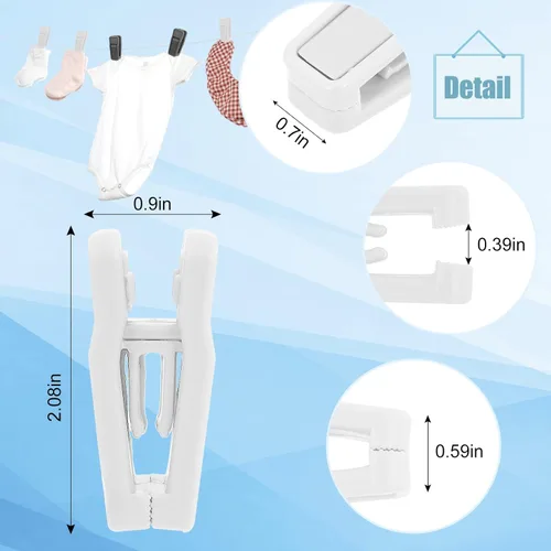 Miniatura 2 de Blcculi 50 clips de plástico para colgar bebés, agarre fuerte para perchas delgadas y de terciopelo (blanco)