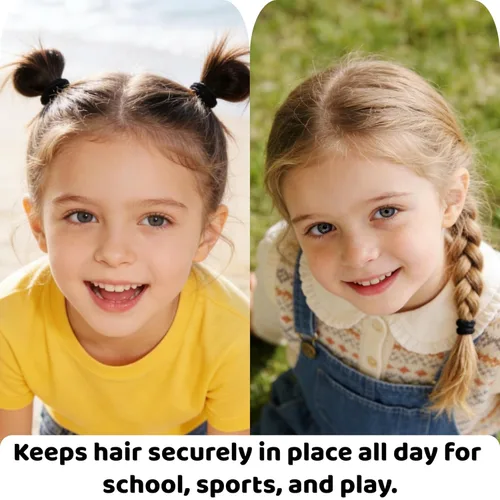 Miniatura 5 de Lazos para el pelo de bebé de 500 piezas, lazos de algodón suave para el pelo de los niños, pequeñas bandas para el pelo sin costuras para niñas