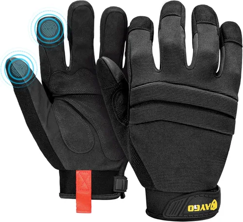 KAYGO Guantes de trabajo para hombre, KG125M Guantes mecánicos de uso general para todo propósito, excelente agarre, resistentes, destreza mejorada,