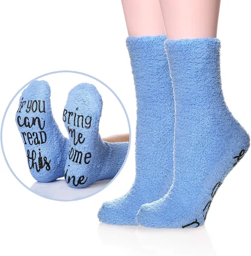 Miniatura 21 de CHANGGER Calcetines unisex con texto en inglés "If You Can Read This Bring Me Some Fuzzy Funny Saying Crew Socks Christmas Unisex Gift