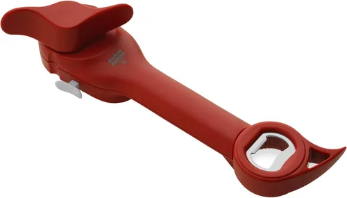 Kuhn Rikon Auto Safety Master Abridor para latas, botellas y tarros, 9 x 2.75 pulgadas, rojo