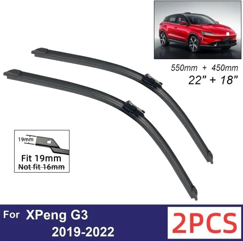 Miniatura 2 de Car Wiper Compatible with XPeng G3 2019-2022 Front Wiper Blades Soft Rubber Windscreen Wipers Auto Windshield 22" 18" 550mm 450mm (Color : 2 PCS)