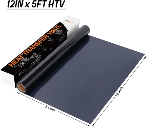 Miniatura 7 de HTVRONT Rollos de vinilo HTV - Vinilo de transferencia de calor, 12" x 5 pies negro, fácil de cortar y quitar para diseño de vinilo térmico