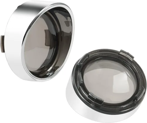 Miniatura 6 de PBYMT Cubierta de lente de señal de giro ahumado, biseles cromados estilo visera de bala de 2 pulgadas, compatible con Harley Davidson Dyna Street