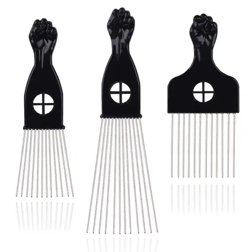 Miniatura 10 de Peine de pelo, peine de metal, peine de púa de metal, desenredar peluca trenzada, peine de peinado, negro, 1 paquete