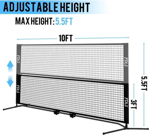 Miniatura 2 de FDLS - Red de bádminton y pickleball portátil de 10 pies con bolsa de transporte para interior y exterior Altura ajustable Fácil de montar