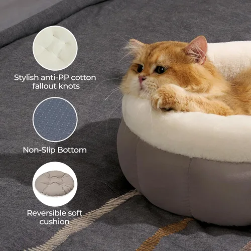 Miniatura 7 de BALANCE Camas para gatos de interior, cama redonda lavable para gatos, bonita cama para gatitos con parte inferior antideslizante para gatitos
