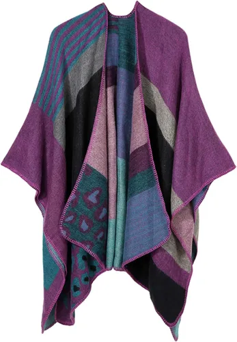 Miniatura 41 de KirGiabo Suéter a Cuadros para Mujer Poncho Capa Abrigo Frente Abierto Manta Chales y Envolturas