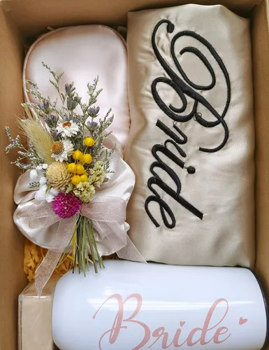 Miniatura 9 de Juego de 6 mini ramos de flores secas, mini ramo rosa, decoración de platos de fiesta, caja de propuesta de dama de honor y niña de las flores