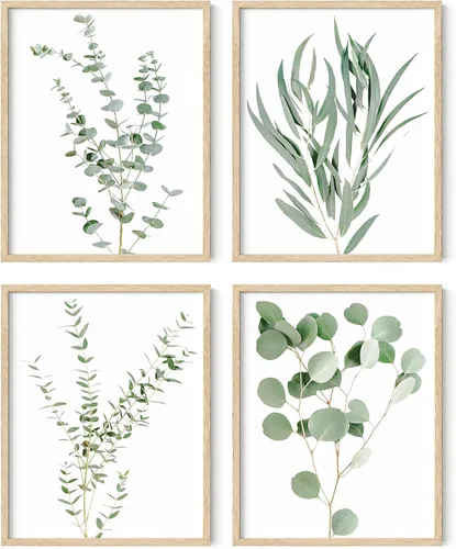 Miniatura 34 de HAUS AND HUES Arte de pared floral gris, juego de 4 pósteres de plantas para pared vintage, impresiones botánicas, cuadros de flores en blanco