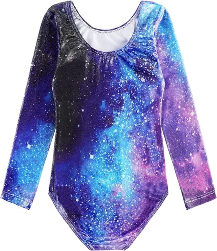 Miniatura 143 de HOZIY - Leotardos de manga larga para niñas, de gimnasia, para niños pequeños, trajes florales de unicornio, galaxia, arco iris, patrón de rayas