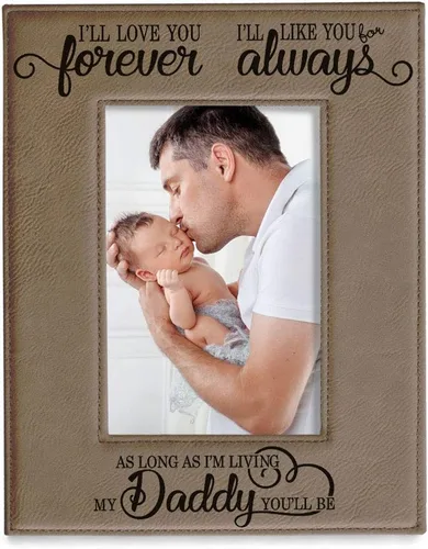 Miniatura 8 de KATE POSH I'll Love You Forever, I'll Like You for Always, as Long as I'm Living My Daddy You'll be. Marco de fotos de cuero bronceado grabado, papá