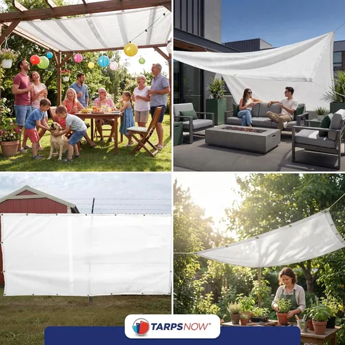 Miniatura 4 de Tarps Now - Lona de malla blanca resistente de 8 x 10 pies con ojales de latón, resistente a los rayos UV, color blanco reflectante 75%, sombra