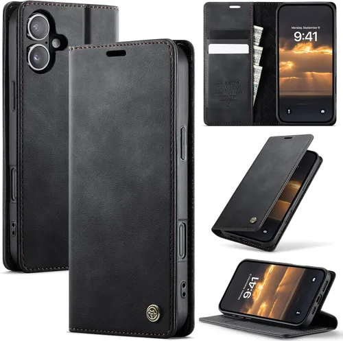 Miniatura 25 de Funda tipo cartera para iPhone 13 de piel tipo cartera con tarjetero y función atril, cierre magnético, bloqueo RFID, TPU a prueba de golpes