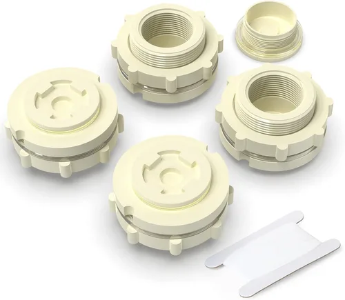 Miniatura 17 de TAISHER 4 piezas Adaptador de conector de tanque de mamparo de 3/4" blanco de ABS con tapones y junta para tanque de agua, barriles de lluvia