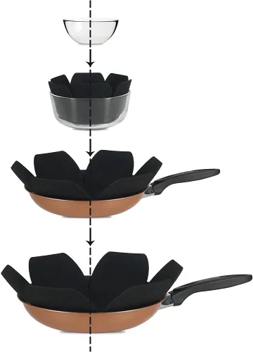 Miniatura 2 de BYKITCHEN Protectores de sartén más grandes y gruesos, juego de 12 y 3 tamaños diferentes, separadores de sartén de fieltro, almohadillas divisoras