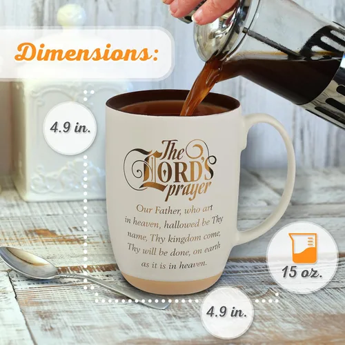 Miniatura 3 de Christian Art Gifts Taza de café de cerámica con base de arcilla blanca – 15 oz. Taza de café y té inspiradora sin plomo ni cadmio para hombres