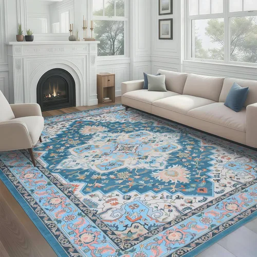 Miniatura 26 de WILLSUN Alfombras lavables de área, alfombras grandes antideslizantes de 5 x 7 pulgadas estilo bohemio para sala de estar, dormitorio, alfombra