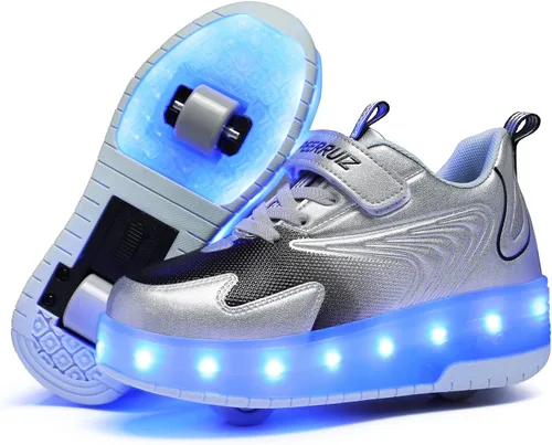 Miniatura 13 de Zapatos de rodillo recargables para niños y niñas de 6 a 14 años con luz LED, tenis para jugar al aire libre, cumpleaños