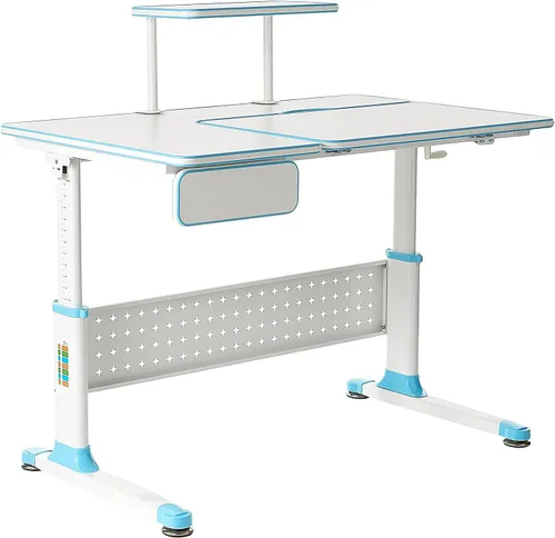 Miniatura 4 de ApexDesk Little Soleil DX 43 pulgadas de ancho, escritorio de estudio para niños con altura ajustable, con estante y cajón integrado