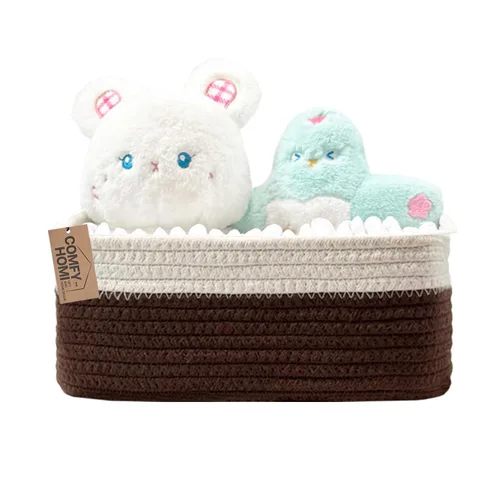 Miniatura 31 de COMFY-HOMI Cesta tejida de cuerda de algodón con asas para estantes, juguetes, libros, cestas de almacenamiento de tela para organizar, organizador