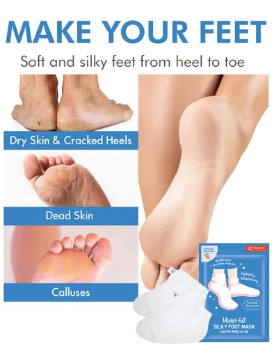 Miniatura 2 de DERMAL Moistfull - Juego de 6 calcetines sedosos para pies y guantes de mano, para pies y manos secos, tratamiento de spa en casa, probado por