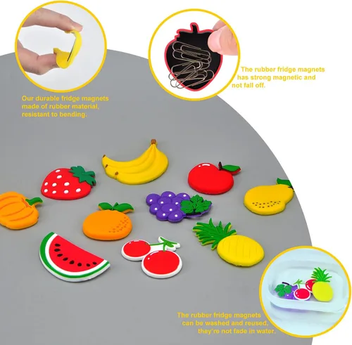 Miniatura 5 de Imanes de refrigerador para niños pequeños – Bonitos imanes de frutas para nevera para niños pequeños de 1 a 3 años, imanes magnéticos de espalda
