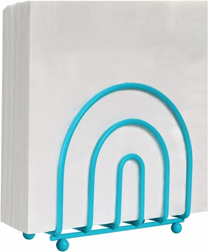 Blue Donuts Servilletero turquesa de la colección Arc - Servilleteros para mesas, moderno servilletero, servilleteros de mesa de comedor para cocina,