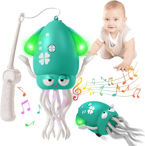 Miniatura 10 de Plnmlls Juguete de pulpo bailarín, juguetes para el tiempo boca abajo, con música y luz LED, batería recargable integrada y volumen que se pueden