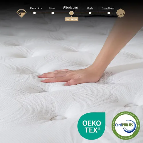 Miniatura 2 de Colchón tamaño individual mediano de 12 pulgadas de gel refrescante de espuma viscoelástica híbrida de 7 zonas, cama en una caja, funda