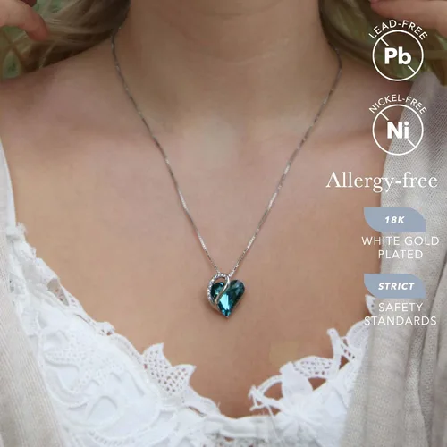 Miniatura 3 de Leafael Collar con colgante de corazón con cristales de piedra natal para 12 meses regalo de joyería para mujer tono plateado 180in 20in