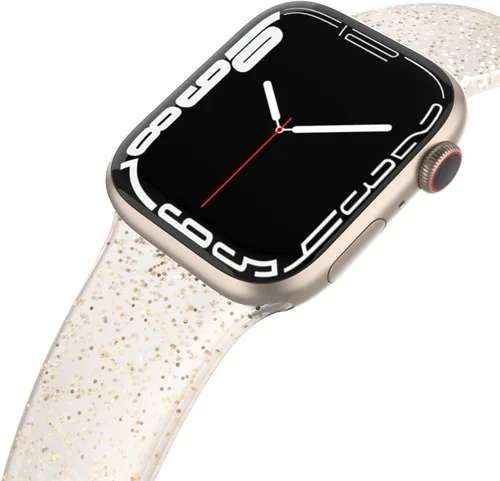 Miniatura 13 de EDIMENS Correa deportiva compatible con correas de Apple Watch de 1.61, 1.49, 1.57 y 1.57 pulgadas, correa de repuesto pequeña de silicona brillante