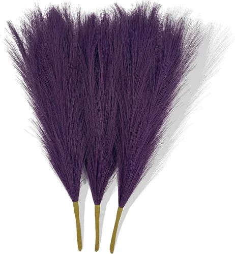 Miniatura 8 de Hierba de Pampa Falsa Pequeña, 17" Hierba de Pampa Artificial Marrón Oscuro Esponjosa 3 Piezas Hierba de Pampa Arreglo Floral y Relleno de Jarrón
